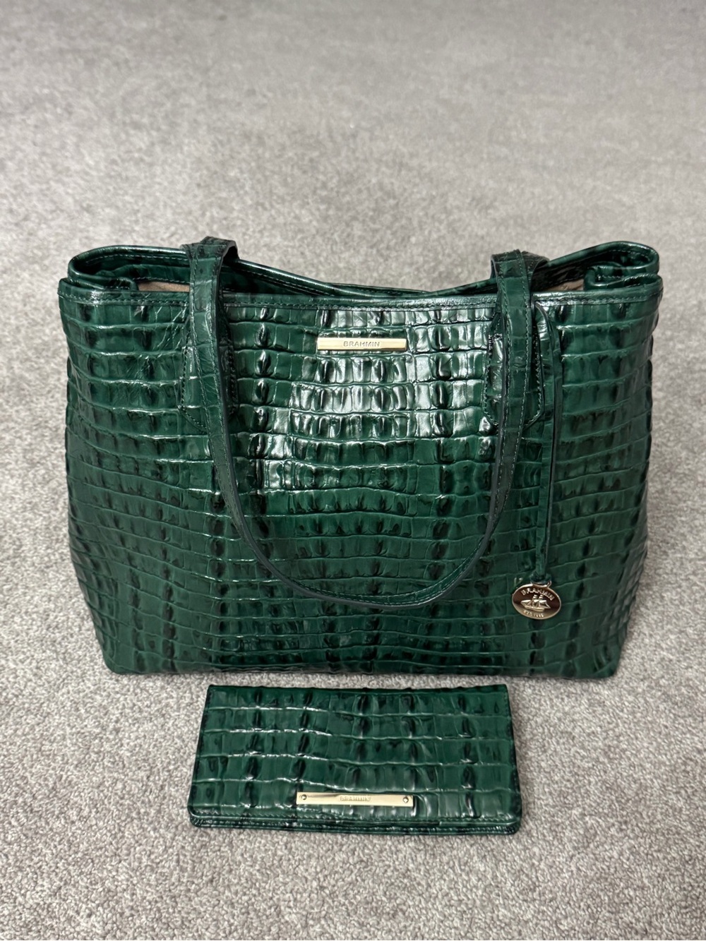 Brahmin Julian Emerald Tote with Matching Ady Wallet